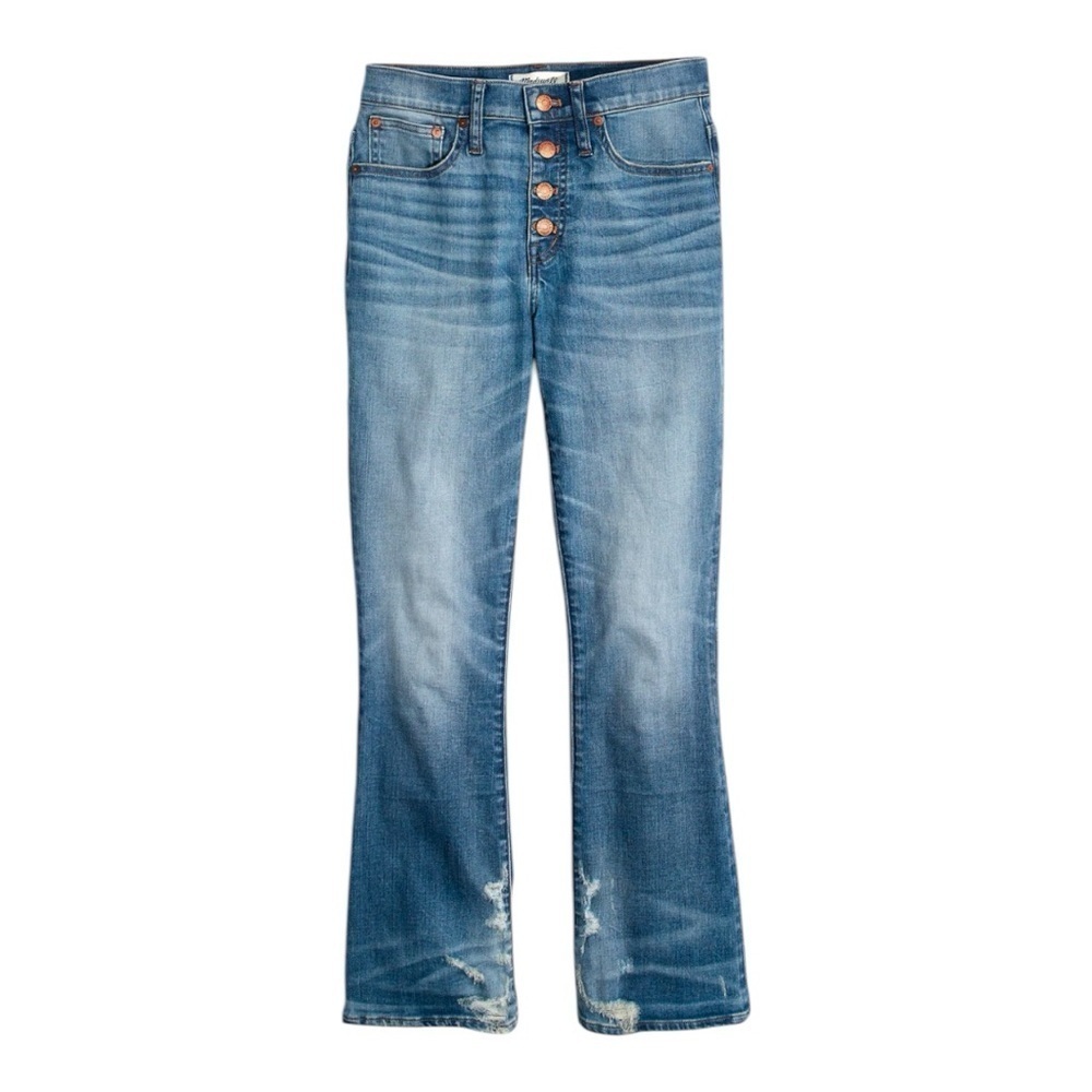 Madewell Petite Cali Demi-Boot Jeans in Bess Wash: Button-Front Edition Size 28 - Picture 2 of 11